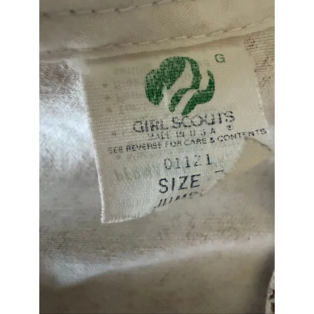Girl Scouts size 7 vintage floral tan boxy wide relaxed shorts overalls romper 9
